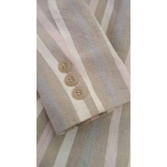 Amanda Smith Jacket Size 6 Linen/Rayon Button Stripe Pockets - Picture 4 of 9